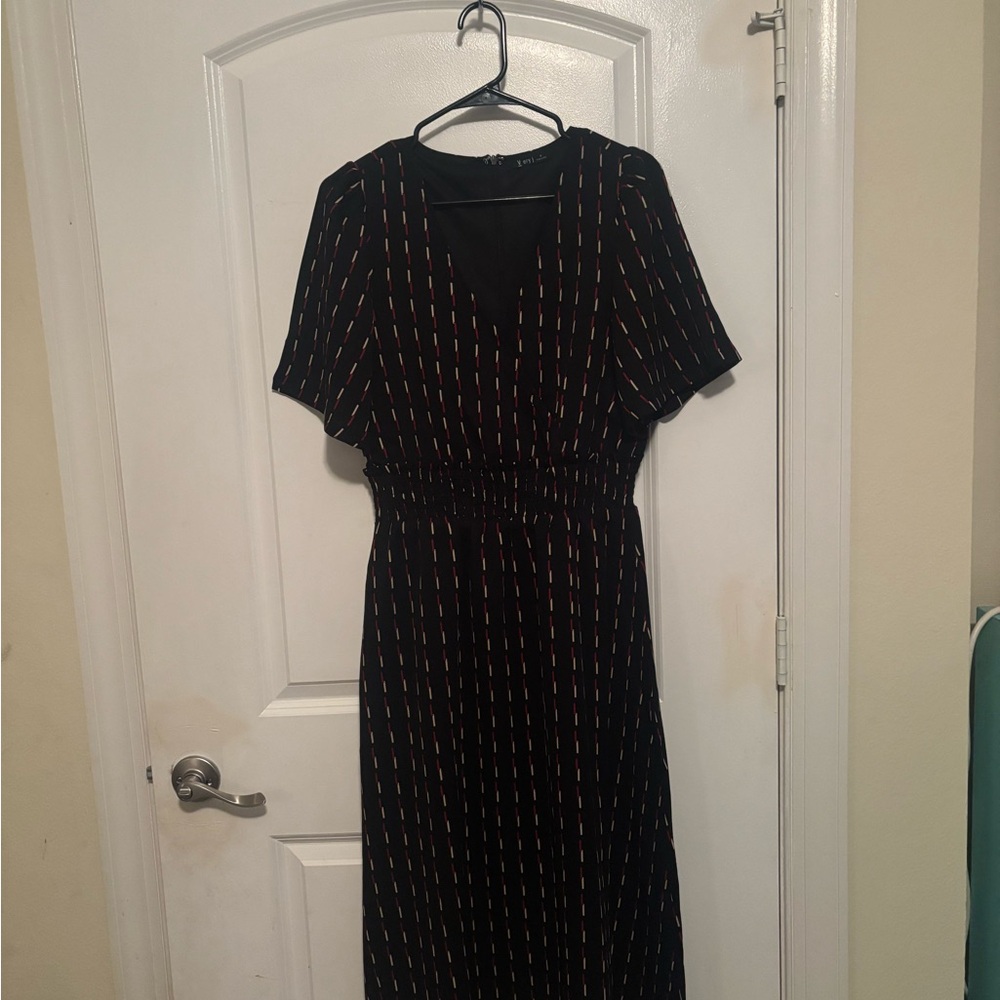 Elegant Black Striped Dress